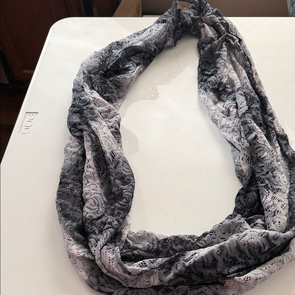 Elegant Ombré Gray Lace looking Scarf
